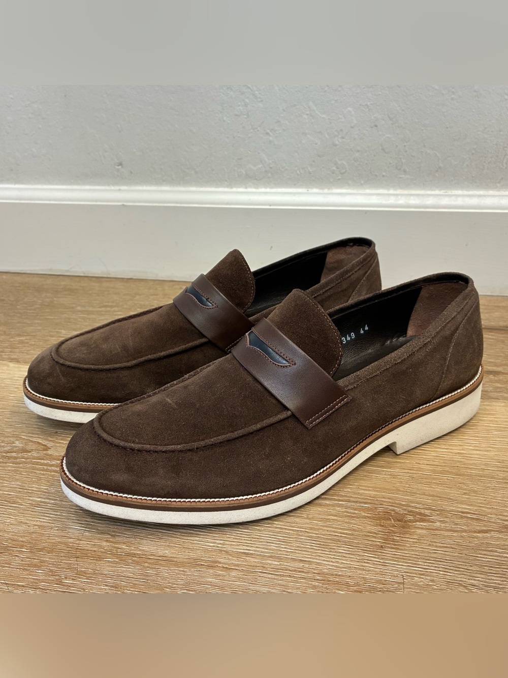 Kemal Tanca Brown Suede Penny Loafers Men's EU 44 US 10 Casual Dress Shoes